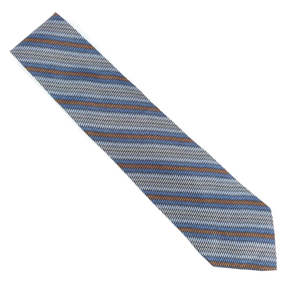Zanzara Men Necktie 100% Silk Striped Color Gray Blue Tan Size 58x3.5 - NWOT